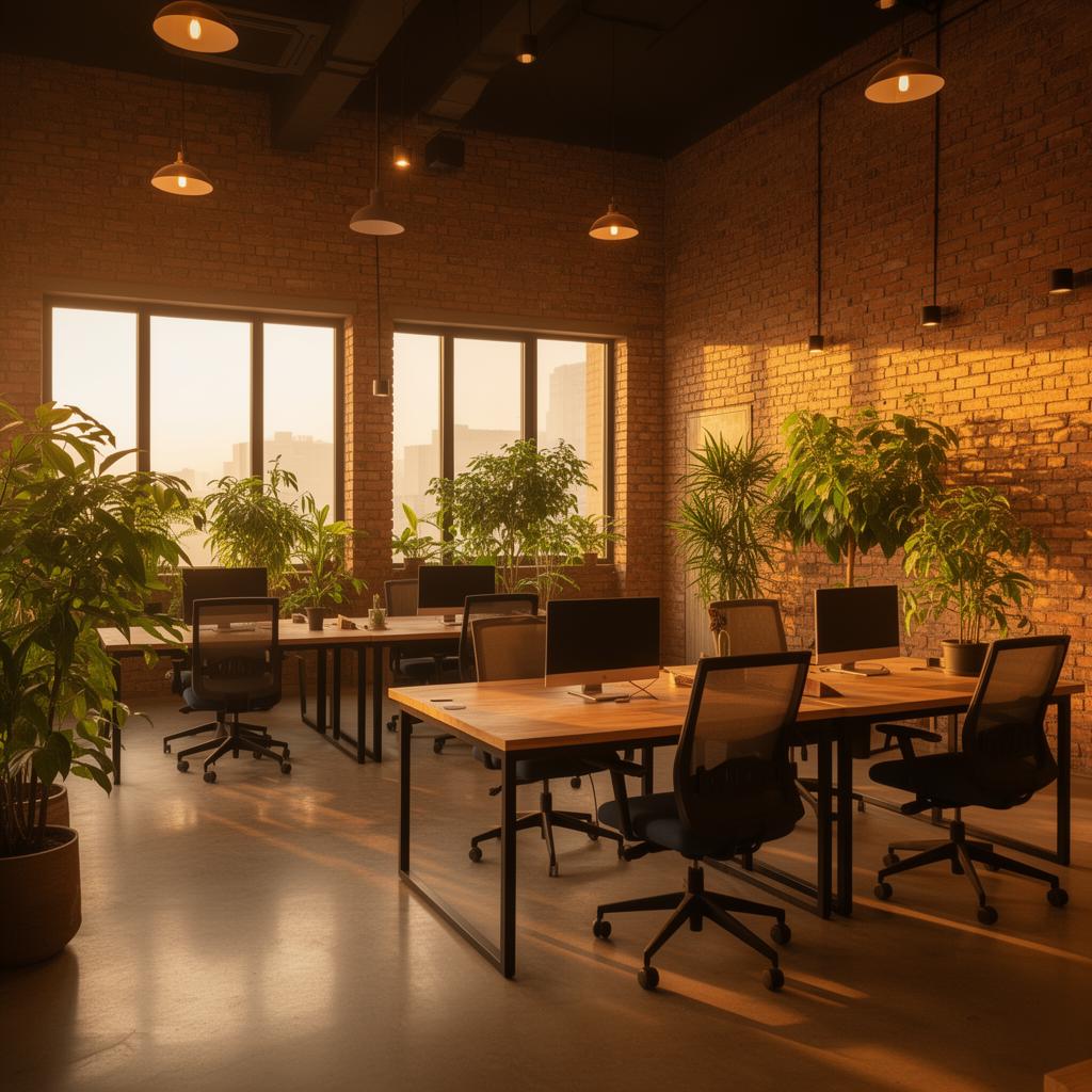 Lords Lion co-working space interior with warm natural lighting